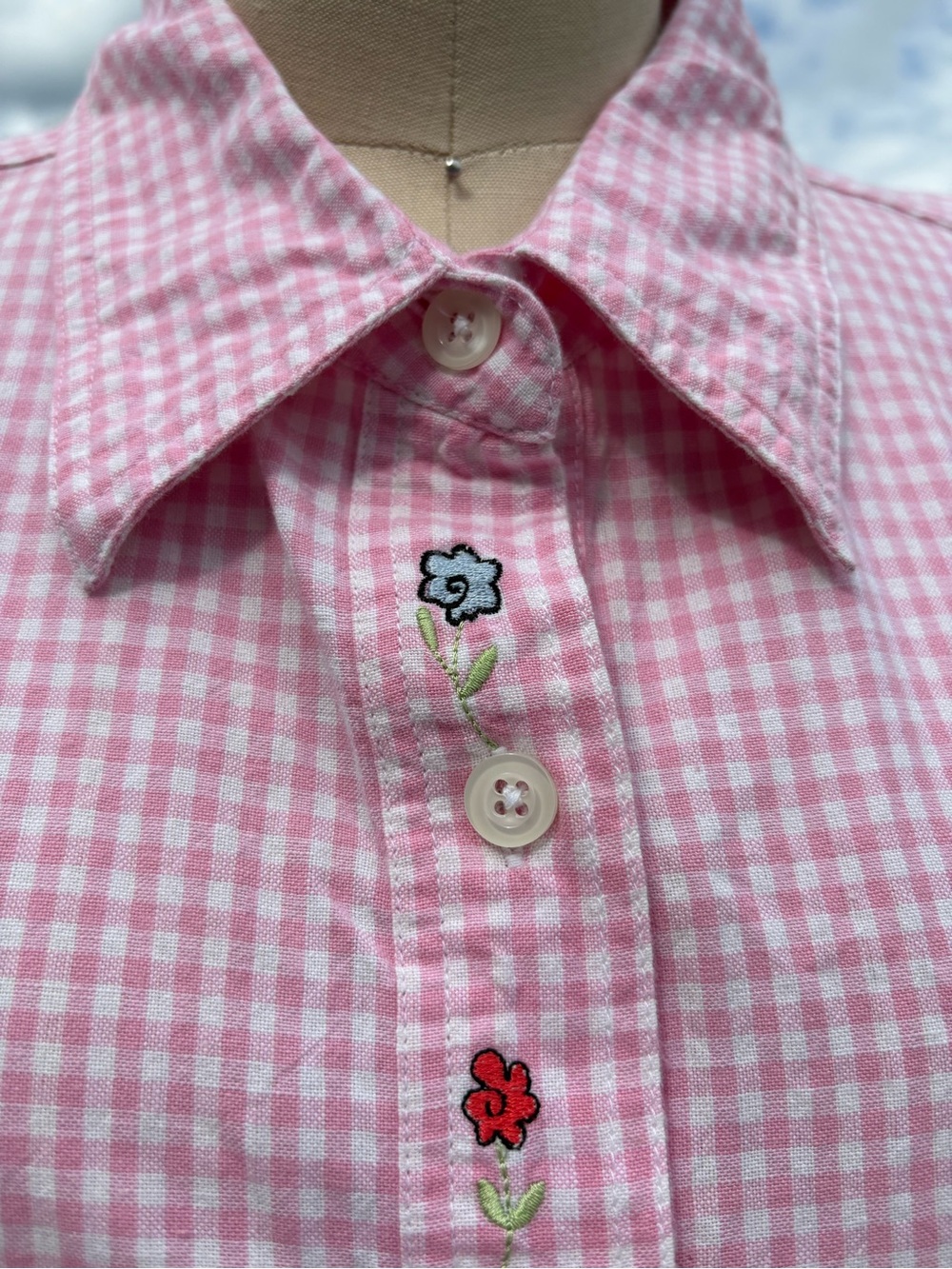 Vintage Winnie the Pooh Piglet Pink Gingham Top Large 90s Y2K Cottagecore Disney - Picture 5 of 12